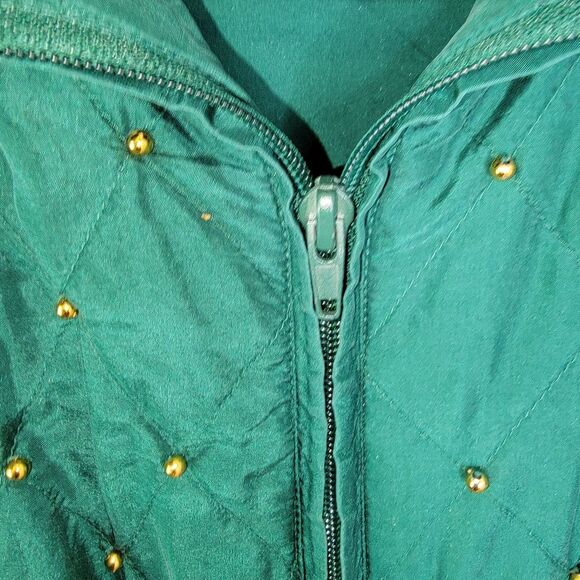 Rhoda Lynne Plus Silk 90s quilted & beaded bomber jacket set suit size 2xl - Picture 7 of 10